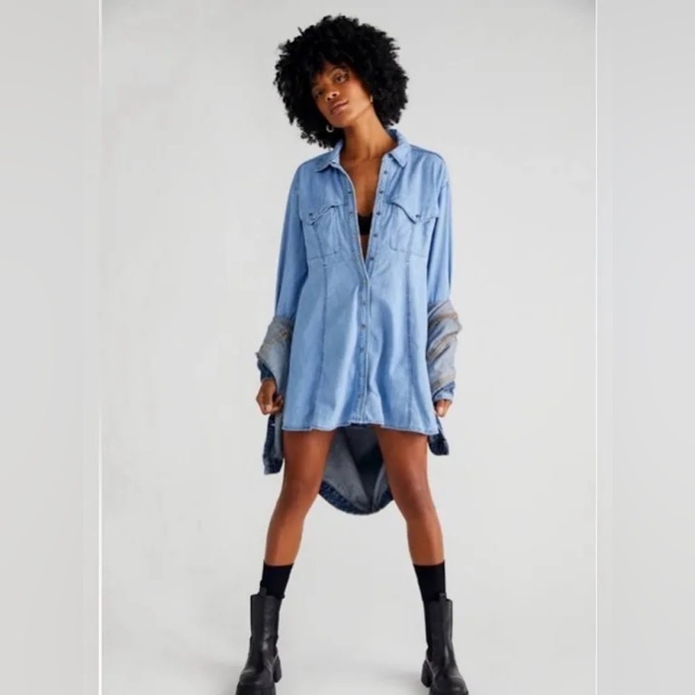 Free People We the Free Sammi denim mini dress NWT size Small EUC